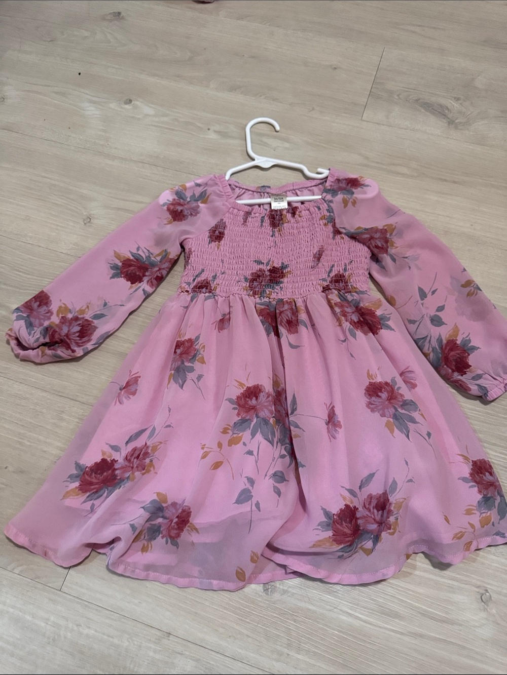 OshKosh B'gosh Pink Floral Smocked Long-Sleeve Dress